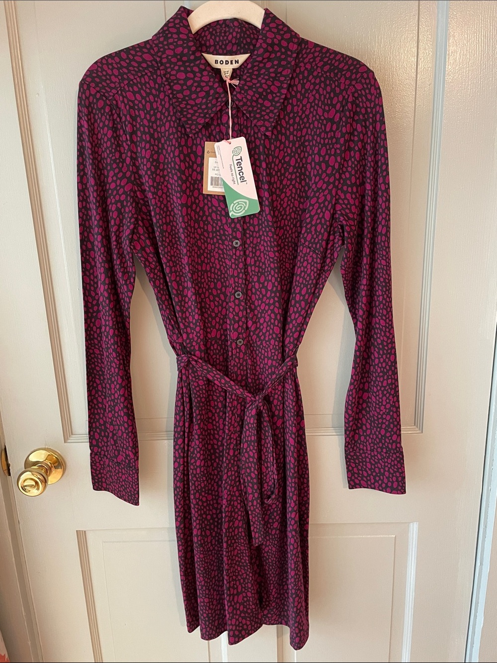 Boden Jessie Jersey Shirt Dress Berry Black 8 NWTS